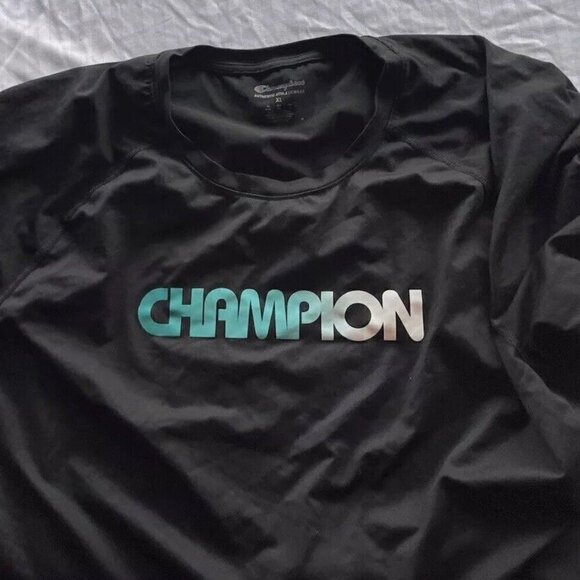 Champion Mens T Shirt Size XL Red Sunset Logo Graphic Tee Short Sleeve Green - Picture 13 of 16